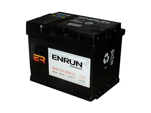 Аккумулятор ENRUN 60 Ач, 550 А, 12 v, Прямая L+ (1), DIN L2, B13