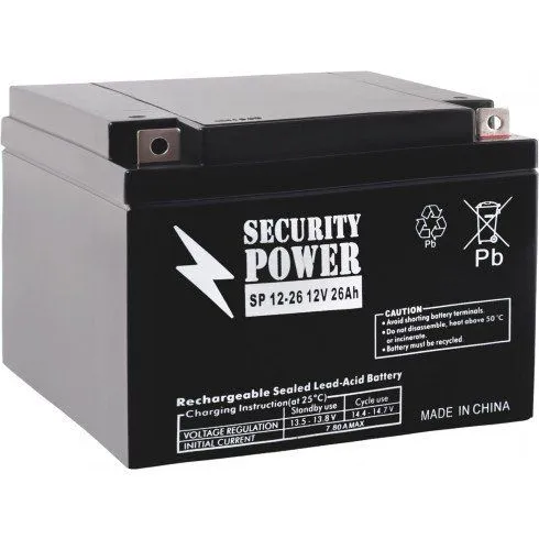 Аккумулятор SECURITY POWER AGM 26 Ач, 12 v, Обратная R+ (0)