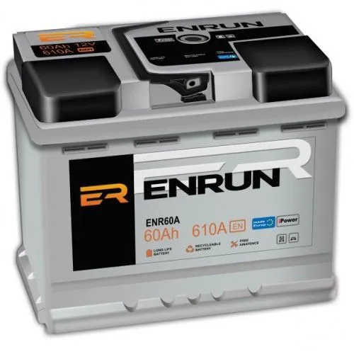 Аккумулятор ENRUN 60 Ач, 600 А, 12 v, Прямая L+ (1), DIN LB2, B13