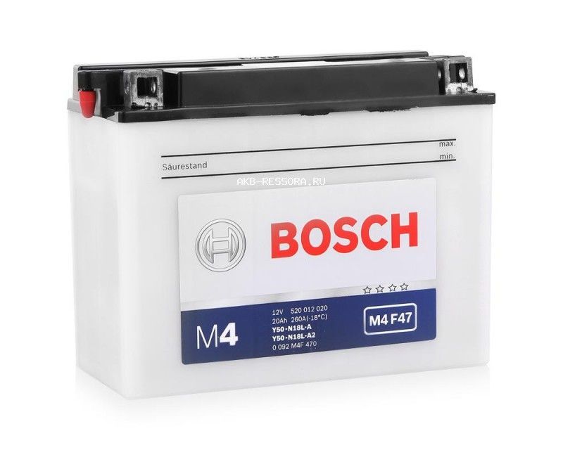 Аккумулятор BOSCH M4 F47 520 012 020 (20 A/H) 260 A R+